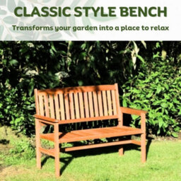 Traditional Wooden Garden Bench - Weather Resistant 2-Seater 1.2M Wooden Garden Furniture - thumbnail 3