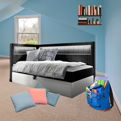 Junior Gold 3 Childrens Bed With Storage 80X200 Cm White Black Left Corner - image 1