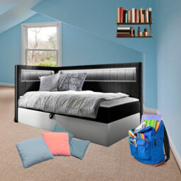 Junior Gold 3 Childrens Bed With Storage 80X200 Cm White Black Left Corner - thumbnail 1