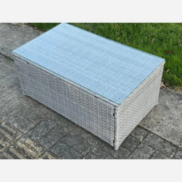 Fimous Light Grey Mixed Rattan Rectangular Oblong Coffee Tea Table Outdoor Garden Furniture Accessory - thumbnail 2