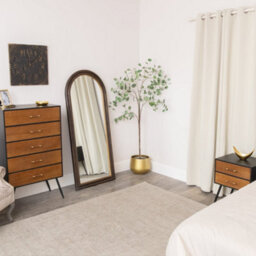 Melody Maison Dark Arched Wood & Gold Framed Wall & Leaner Mirror - 166Cm X 70Cm - thumbnail 6