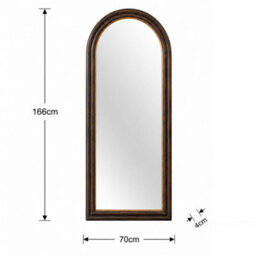 Melody Maison Dark Arched Wood & Gold Framed Wall & Leaner Mirror - 166Cm X 70Cm - thumbnail 7