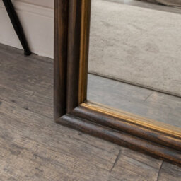 Melody Maison Dark Arched Wood & Gold Framed Wall & Leaner Mirror - 166Cm X 70Cm - thumbnail 3