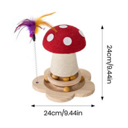 Living And Home Mushroom-Shaped Cat Scratching Post With Interactive Toys, 24Cm H - thumbnail 7