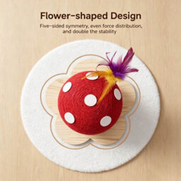 Living And Home Mushroom-Shaped Cat Scratching Post With Interactive Toys, 24Cm H - thumbnail 4
