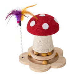 Living And Home Mushroom-Shaped Cat Scratching Post With Interactive Toys, 24Cm H - thumbnail 5