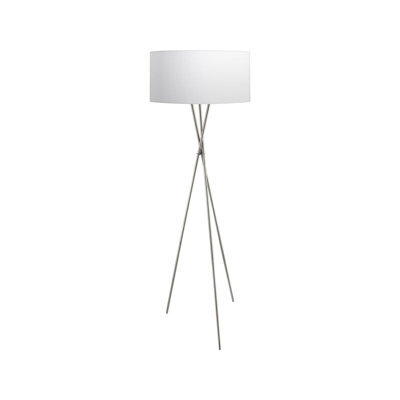 Elegant Satin Nickel Floor Lamp With White Silver Fabric Shade And Pedal Switch - image 1