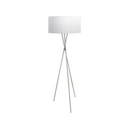 Elegant Satin Nickel Floor Lamp With White Silver Fabric Shade And Pedal Switch - thumbnail 1