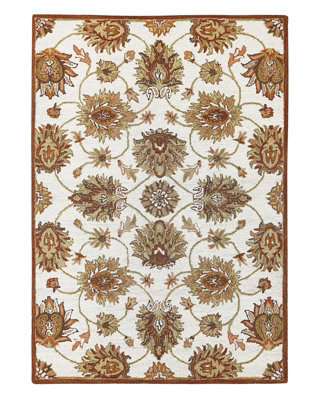 Beliani Heritage Hand-Tufted Wool Area Rug 140 X 200 Cm Beige Brown Oriental - image 1