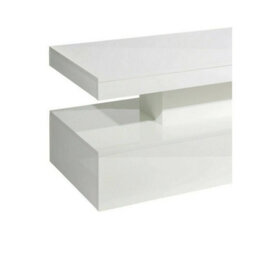 White Gloss Coffee Table 90Cm Led Lights Modern Living Room Table - thumbnail 6