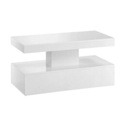 White Gloss Coffee Table 90Cm Led Lights Modern Living Room Table - thumbnail 1