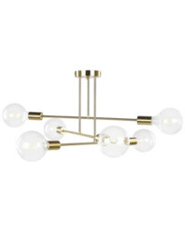 Beliani Brass 6-Light Open-Frame Ceiling Lamp, Matt Brass Tone, 33 Cm Diameter - thumbnail 2