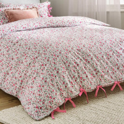 Wylder Hannah Floral 100% Cotton Duvet Cover Set, Super King, Pink - thumbnail 3
