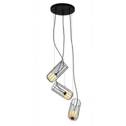 Luminosa Lighting Luminosa Modern Hanging Pendant Black 3 Light  With Black, White Shade, G9 - thumbnail 1