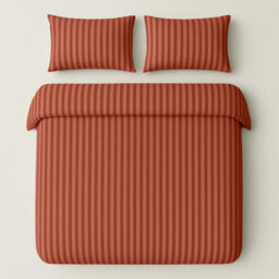 Bedlooms Rust Stripe Duvet Cover Set, Reversible, Breathable & Hypoallergenic Bedding Pack, Super King 260X220Cm - thumbnail 2