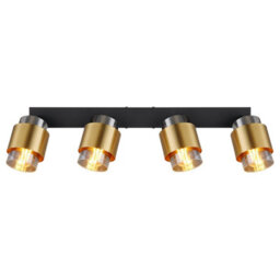 Luminosa Lighting Luminosa Milley Ceiling Spotlight Bar Matt Black Smoke Glass Shade 4X E27 - thumbnail 4