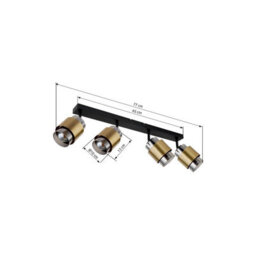 Luminosa Lighting Luminosa Milley Ceiling Spotlight Bar Matt Black Smoke Glass Shade 4X E27 - thumbnail 6
