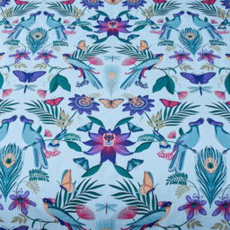 Catherine Lansfield Bedding Mya Tropical Floral Reversible Duvet Cover Set Duck Egg Blue - thumbnail 4