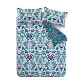 Catherine Lansfield Bedding Mya Tropical Floral Reversible Duvet Cover Set Duck Egg Blue - thumbnail 5