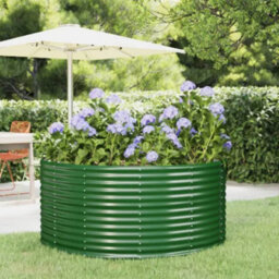 Berkfield Garden Planter Green 140X140X68 Cm Powder-Coated Steel - thumbnail 1