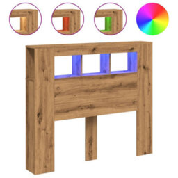 Berkfield Led Headboard Artisan Oak 120X18.5X103.5 Cm Engineered Wood - thumbnail 2