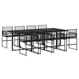 Berkfield 9 Piece Garden Dining Set Black Poly Rattan - thumbnail 2