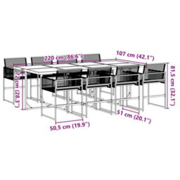 Berkfield 9 Piece Garden Dining Set Black Poly Rattan - thumbnail 9