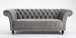 D Pro T Homeware Handmade Chesterfield 3-Seater & 1.5-Seater Grey Velvet Sofa Set