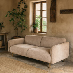 Wyld Haus Cambridge 3-Seater Upholstered Sofa In Fay Beige Fabric - thumbnail 2