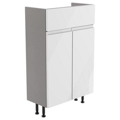 Westport Slim Slimline Gloss White Double Freestanding Bathroom Vanity Unit (H) 820mm (W) 495mm - image 1