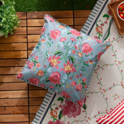 Wylder Nature Claudia Floral Duck Egg Blue Outdoor Cushion Cover - thumbnail 7