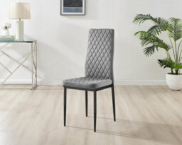 Furniturebox Uk Giovani 6 Black Dining Table & 6 Grey Velvet Milan Black Leg Chairs - thumbnail 5