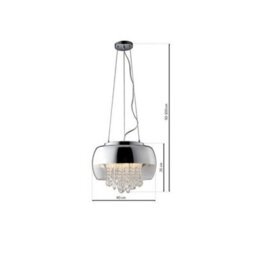Milagro Luna Pendant 40Cm 3Xe14 Designer Light Crafted From A Chrome Fitting And Glass Shades With Suspended Crystals - thumbnail 8