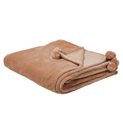 Beliani Blanket Terke 200 X 220 Cm Light Brown - image 1