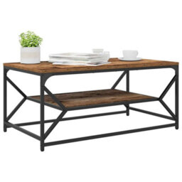 Berkfield Coffee Table With Shelf - Old Wood, 90X50X40 Cm, Engineered Wood - thumbnail 3