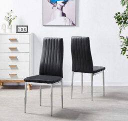 Furnizone UK Piccolo 4-Seater Ceramic Extending Dining Table And 4 Monza Black Faux Leather Chairs - thumbnail 5