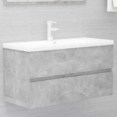 Berkfield Sink Cabinet With Built-In Basin Concrete Grey Engineered Wood - image 1