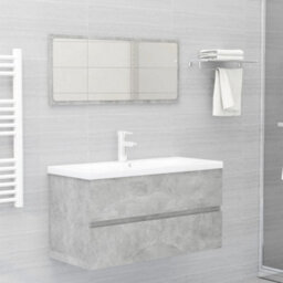 Berkfield Sink Cabinet With Built-In Basin Concrete Grey Engineered Wood - thumbnail 3