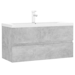 Berkfield Sink Cabinet With Built-In Basin Concrete Grey Engineered Wood - thumbnail 2