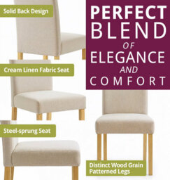 Hallowood Furniture Waverly Drop Leaf Round Table With 4 Roll Top Linen Fabric Chairs (Cream) - thumbnail 5
