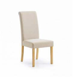 Hallowood Furniture Waverly Drop Leaf Round Table With 4 Roll Top Linen Fabric Chairs (Cream) - thumbnail 9