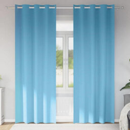 Berkfield Modern Curtains With Curtains 2 Pcs Light Blue 245 X 140 Cm Polyester - thumbnail 2