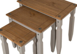 Mercers Furniture Corona Grey Wax Piccolo Nest Of 3 Tables Side End Occasional Stands Solid Wood Pine Wooden With Mexican Styling - thumbnail 7