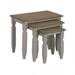 Mercers Furniture Corona Grey Wax Piccolo Nest Of 3 Tables Side End Occasional Stands Solid Wood Pine Wooden With Mexican Styling - thumbnail 2