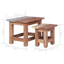 Berkfield Nesting Tables 2 Pcs Solid Reclaimed Wood - thumbnail 7