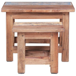 Berkfield Nesting Tables 2 Pcs Solid Reclaimed Wood - thumbnail 3