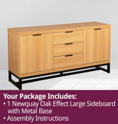 Hallowood Furniture Newquay Oak Effect Large Sideboard With Metal Base - thumbnail 7
