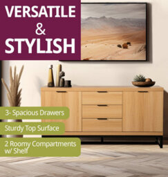 Hallowood Furniture Newquay Oak Effect Large Sideboard With Metal Base - thumbnail 5