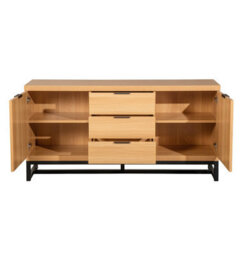 Hallowood Furniture Newquay Oak Effect Large Sideboard With Metal Base - thumbnail 8