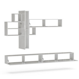 Decorotika Campobasso Moduler Modern Tv Unit Wall Mount Customizable Layout High Gloss White - thumbnail 5